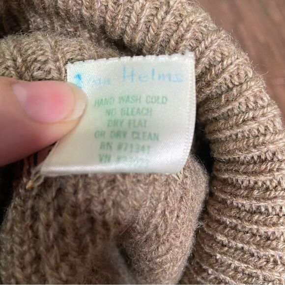 Vintage LL Bean Chunky Knit Zip Cardigan Wool Tan‎ Brown Size Large - Picture 5 of 7